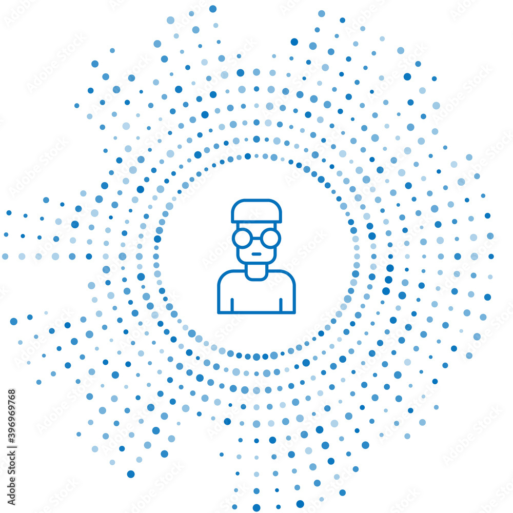 Poster blue line nerd geek icon isolated on white background. abstract circle random dots. vector.