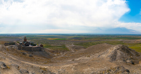 Ancient Armenian church Khor Virap with Ararat on the background.