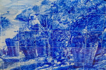 Tiles at railway station of Pinhao