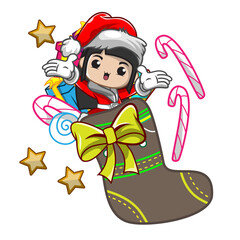 Cute girl ilustration for christmas day_19