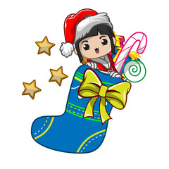 Cute girl ilustration for christmas day_17