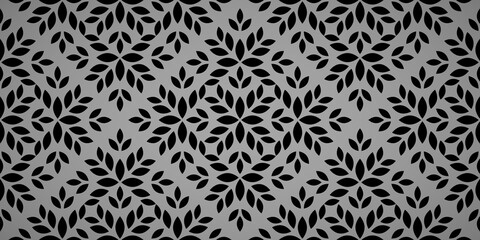 Flower geometric pattern. Seamless vector background. Black and gray ornament