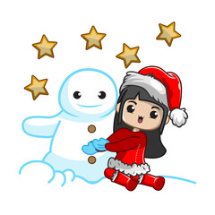 Cute girl ilustration for christmas day_27