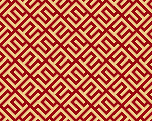 Abstract geometric pattern. A seamless vector background. Gold and red ornament. Graphic modern pattern. Simple lattice graphic design