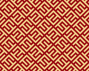 Abstract geometric pattern. A seamless vector background. Gold and red ornament. Graphic modern pattern. Simple lattice graphic design