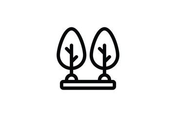 City Park Outline Icon - Tree