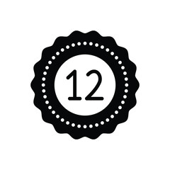 Black solid icon for twelve