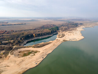Aerial view of Pyasachnik (Sandstone) Reservoir, Bulgaria