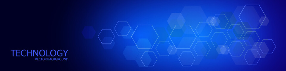 Technology abstract background with simple hexagonal elements. Medical, science and technological background. The concept of chemical engineering, genetic research, innovative technologies.