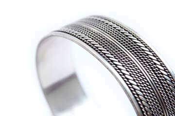 silver bracelet on a white background