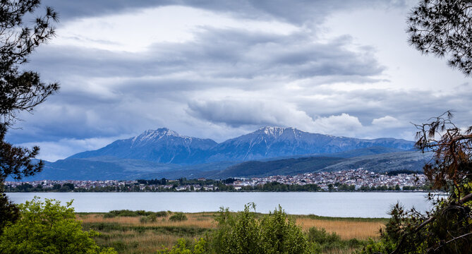 View of Lake Pamvotis and Ioannina city, Greece
