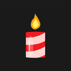 Christmas Candle Icon Vector Flat Background