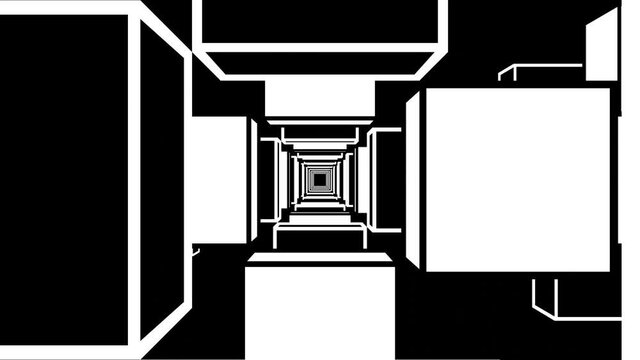  白黒の正方形によるアブストラクト、シンプルなパーティクル [ループ対応] [別Verあり]