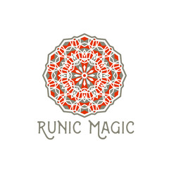 Asian ornamental emblem. Oriental geometric logo template. Vector arabic circular mosaic symbol