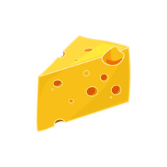 A piece of cheese on a white background. Vector illustration.