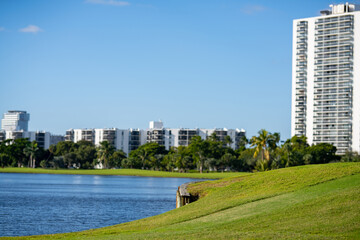 Obraz premium Beautiful colorful golf course landscape photo