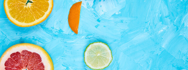 Banner of Colorful pattern made of slices citrus