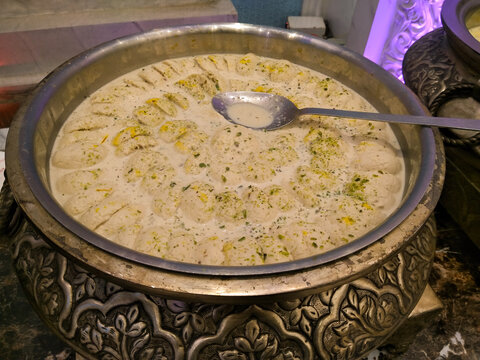 A picture of rasmalai with selective focus