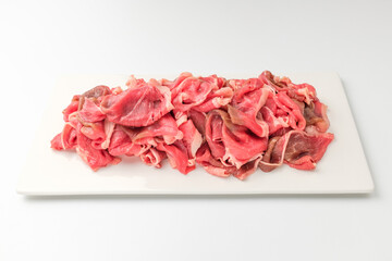 Beef neck meat on white background