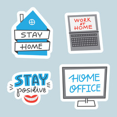 Stay home sticker, home isolation, home office