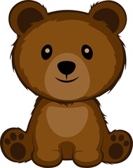 Funny cartoon brown bear. Vector illustration.