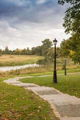 Walkway in the park in the summer