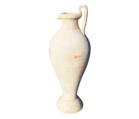 Handmade clay amphora. Isolated with clipping path.