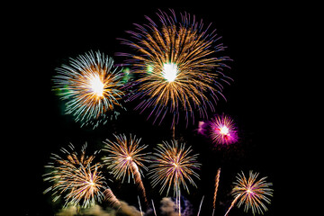 Abstract colorful firework display for celebration anniversary