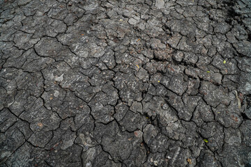 Cracked ground, cracked soil. texture of grungy dry cracking parched earth. Global worming effect.