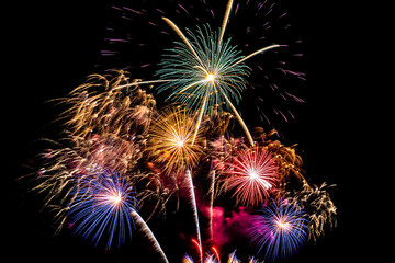 Abstract colorful firework display for celebration anniversary