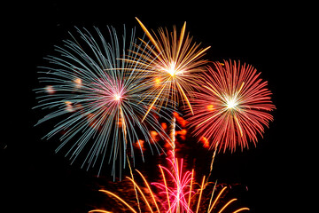 Fototapeta premium Abstract colorful firework display for celebration anniversary