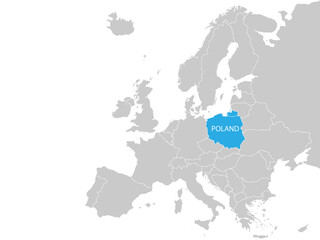 Poland on Europe map vector. Vector illustration.