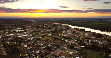 Fototapeta na wymiar Aerial view of Boretto town, italy 