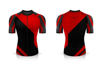 Specification Cycling Jersey template. mock up Sport T Shirt round neck uniform for bicycle apparel . Vector Illustration design , Separate work layers .