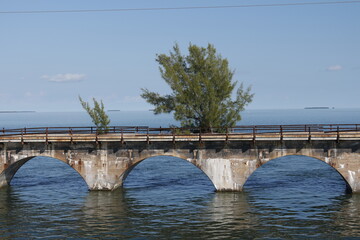 The original, historic "Overseas Railroad" bridges in the Florida Keys built by Henry Flagler in the early 1900s