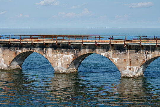 The original, historic 7 Mile Bridge in the Florida Keys built by Henry Flagler in the early 1900s