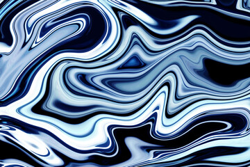Abstract background fluid acrylic painting. Liquid blue and black spots. illustration in the fluid art style