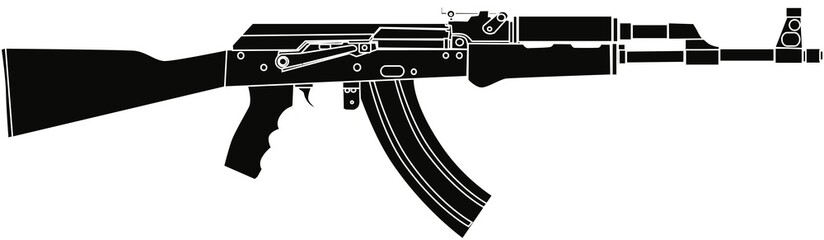 AK47 Rifle Black Vector Illustration