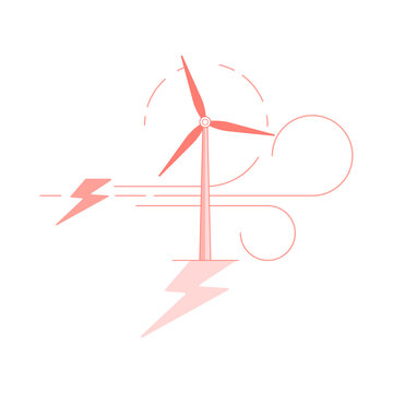 recommend clip art: Wind power is a renewable and clean energy. Eco-friendly energy source. Vector illustration outline flat design style.
