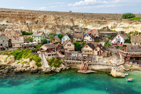 Popeye village and Archor bay in Malta.