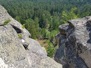 Granite rocks in the Siberian taiga