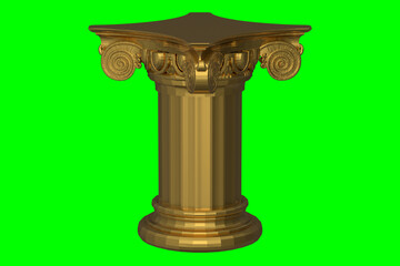 3d models of gilded stucco decorations for the interior. Isolated image on a green background. 3d render.