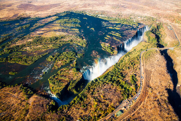 large waterfall aerial view. Victoria Falls, South Africa