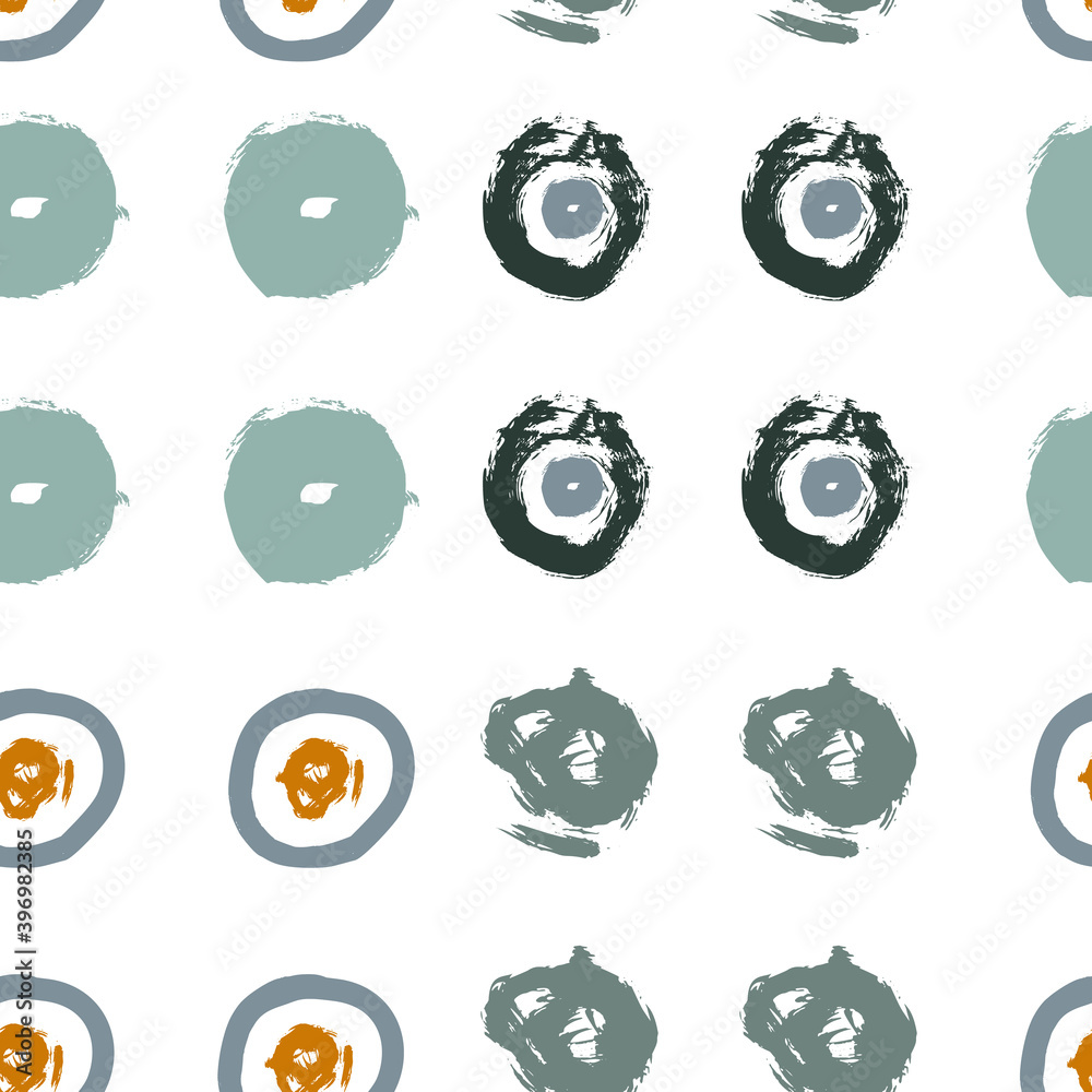 Poster painted circles background. acrylic paint or ink rounded hand painted brush strokes. vector seamless