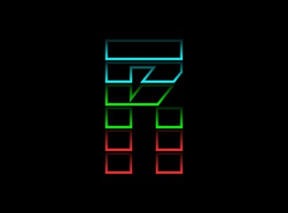R letter font logo, Rgb color vector design. Dynamic split red, green, blue color on black background. For social media,design elements, creative poster, web template and more