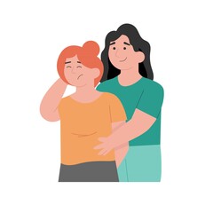 Woman hugs her friend