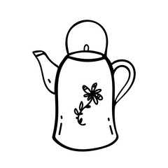 kettle doodle icon vector hand drawing. icon in vector. Hand drawn kettle