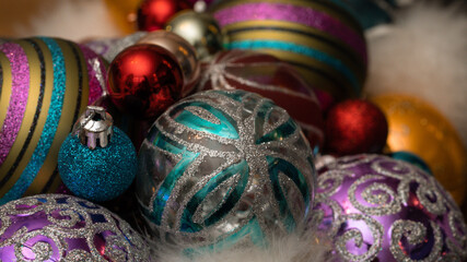 Christmas baubles on the table