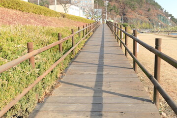 Fototapeta na wymiar Late autumn scenery of Jinju Castle of Korea