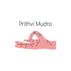 Prithvi mudra or Prithvi Vardhak or Agni Shamak mudra. Yoga hand gesture. Meditation. Vector illustration in flat minimalism design. Isolated on a white background